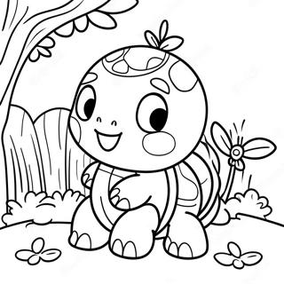 Pagina Para Colorear De Un Lindo Turtwig En Un Jardin 35804-29777