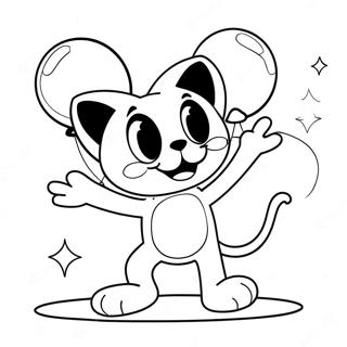Pagina Para Colorear De Felix El Gato Jugando Con Globos 35914 29968