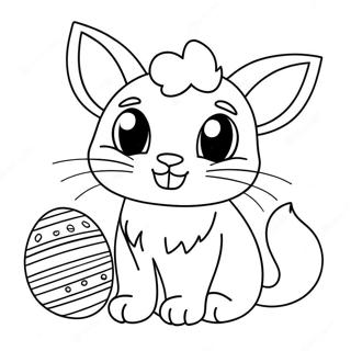 Pagina Para Colorear De Gato De Pascua Jugueton Con Orejas De Conejo 36054-30071