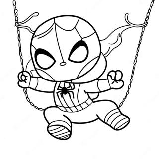 Pagina Para Colorear De Chibi Spider Man Balanceandose 36084-30102