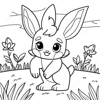 Pagina Para Colorear De Un Lindo Leafeon En Un Campo De Flores 36094-30116