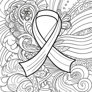 Pagina Para Colorear Del Diseno Colorido Del Lazo De Cancer 36274-30260