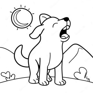 Pagina Para Colorear De Un Perro De Dibujos Animados Feroz Aullando A La Luna 36425-30376