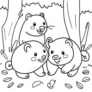 Pagina Para Colorear De Wombats Juguetones En El Bosque 36565-30477