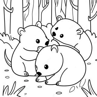 Pagina Para Colorear De Wombats Juguetones En El Bosque 36565-30479