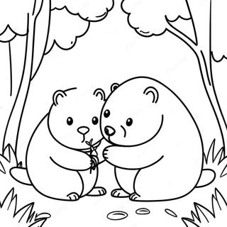 Pagina Para Colorear De Wombats Juguetones En El Bosque 36565-30480