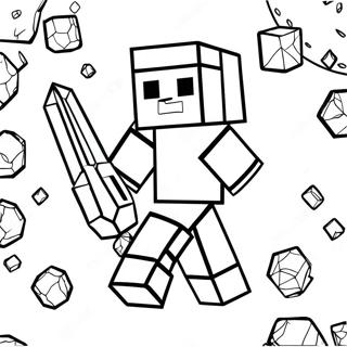 Pagina Para Colorear De Steve De Minecraft Con Armadura De Diamante En Accion 36675-30559