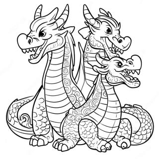 Pagina Para Colorear De Un Dragon De Tres Cabezas 36885-30722