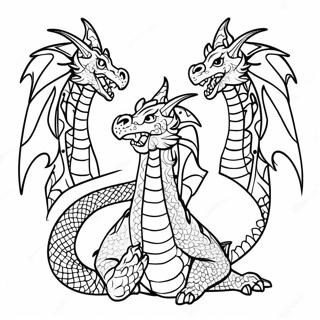 Pagina Para Colorear De Un Majestuoso Dragon De Tres Cabezas 36886-30738