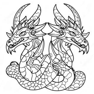 Pagina Para Colorear De Un Majestuoso Dragon De Tres Cabezas 36886-30740