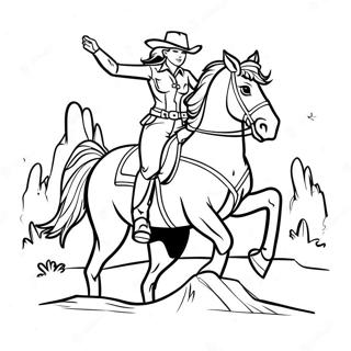 Pagina Para Colorear De Vaquera Montando Un Caballo 3689-2995