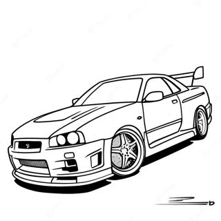 Pagina Para Colorear De La Accion De Carreras Del Nissan Skyline R34 36966-30790