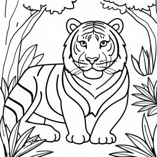 Pagina Para Colorear De Un Majestuoso Tigre Blanco En La Jungla 37076-30878