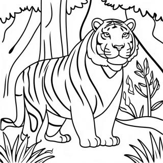 Pagina Para Colorear De Un Majestuoso Tigre Blanco En La Jungla 37076-30879