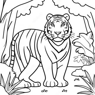 Pagina Para Colorear De Un Majestuoso Tigre Blanco En La Jungla 37076-30880