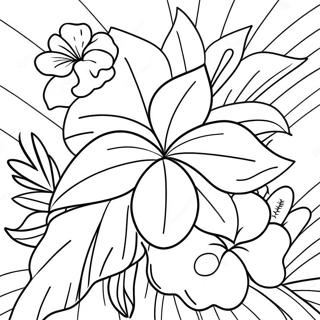 Pagina Para Colorear De Flores Hawaianas Tropicales 37246-31012