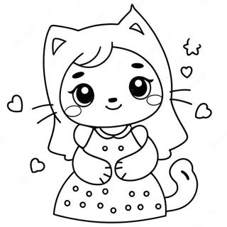 Pagina Para Colorear De Chica Kawaii Con Gato Lindo 37425-31155