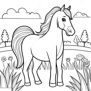 Pagina Para Colorear De Caballo Pintado Elegante En Un Prado 37556-31261