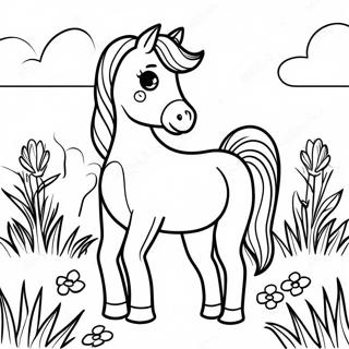 Pagina Para Colorear De Caballo Pintado Elegante En Un Prado 37556-31263