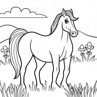 Pagina Para Colorear De Caballo Pintado Elegante En Un Prado 37556-31264