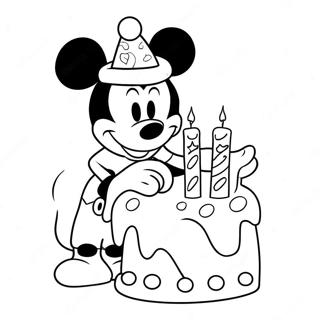 Pagina Para Colorear De Mickey Mouse Con Pastel De Cumpleanos 37697-31367