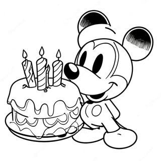 Pagina Para Colorear De Mickey Mouse Con Pastel De Cumpleanos 37697-31368