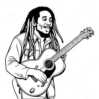 Pagina Para Colorear De Bob Marley Tocando La Guitarra 37707-31377