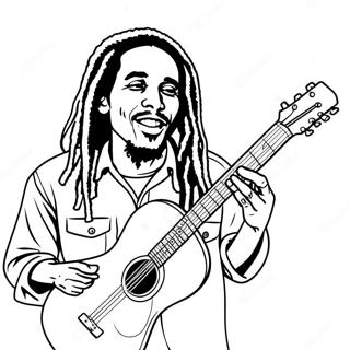 Pagina Para Colorear De Bob Marley Tocando La Guitarra 37707-31378