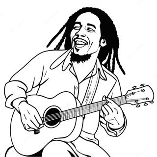 Pagina Para Colorear De Bob Marley Tocando La Guitarra 37707-31380