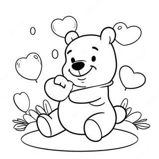 Pagina Para Colorear De Winnie The Pooh Lindo Con Corazones 37857-31491