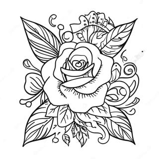 Pagina Para Colorear De Disenos De Tatuajes Tradicionales Americanos Vintage 37977-31595