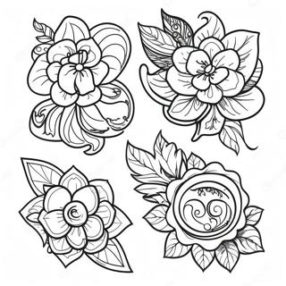 Pagina Para Colorear De Disenos De Tatuajes Tradicionales Americanos Vintage 37977-31596