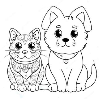 Pagina Para Colorear De Gato Y Perro Para Adultos 37986-31600