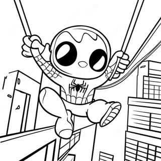 Pagina Para Colorear De Chibi Spiderman Balanceandose Por La Ciudad 37997-31608