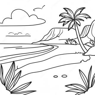 Pagina Para Colorear De La Playa Escenica De Hawai 38076-31666