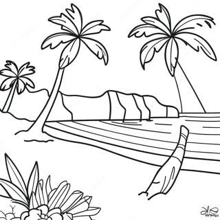 Pagina Para Colorear De La Playa Escenica De Hawai 38076-31667