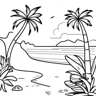 Pagina Para Colorear De La Playa Escenica De Hawai 38076-31668