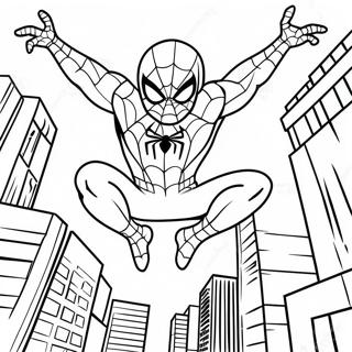 Pagina Para Colorear De Spiderman Balanceandose Por La Ciudad 38137-31710