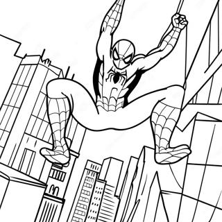 Pagina Para Colorear De Spiderman Balanceandose Por La Ciudad 38137-31711