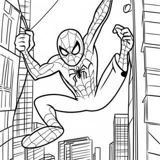 Pagina Para Colorear De Spiderman Balanceandose Por La Ciudad 38137-31712