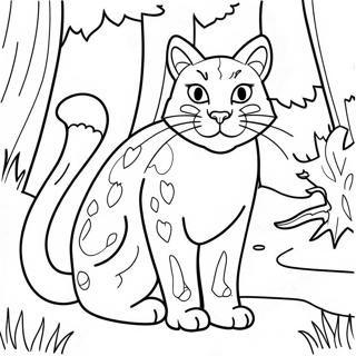 Pagina Para Colorear De Majestuoso Felino Salvaje En Un Bosque 38227-31793