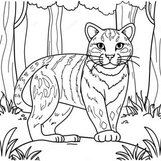 Pagina Para Colorear De Majestuoso Felino Salvaje En Un Bosque 38227-31794