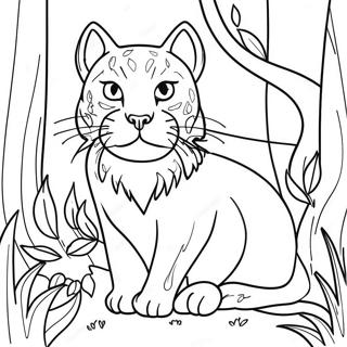 Pagina Para Colorear De Majestuoso Felino Salvaje En Un Bosque 38227-31795