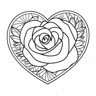 Pagina Para Colorear De Contorno De Rosa En Forma De Corazon 3840-3106