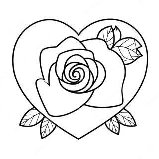 Pagina Para Colorear De Contorno De Rosa En Forma De Corazon 3840-3107