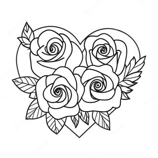 Pagina Para Colorear De Hermoso Ramo De Rosas En Forma De Corazon 3841-3109