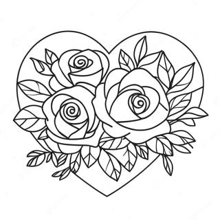 Pagina Para Colorear De Hermoso Ramo De Rosas En Forma De Corazon 3841-3110