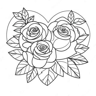 Pagina Para Colorear De Hermoso Ramo De Rosas En Forma De Corazon 3841-3112