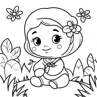 Pagina Para Colorear De La Linda Bebe Jasmine En Un Jardin De Flores 38707-32163