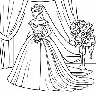 Pagina Para Colorear De Novia Elegante En Vestido De Boda 38757-32212